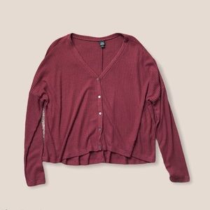 Long sleeve waffle knit rust pink top!